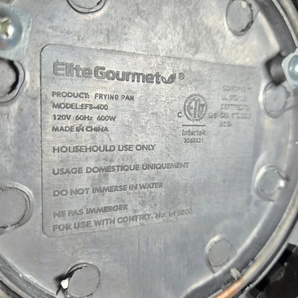 Elite Gourmet EFS-400 Personal Electric Skillet 7 Inch Non-Stick Black 600W